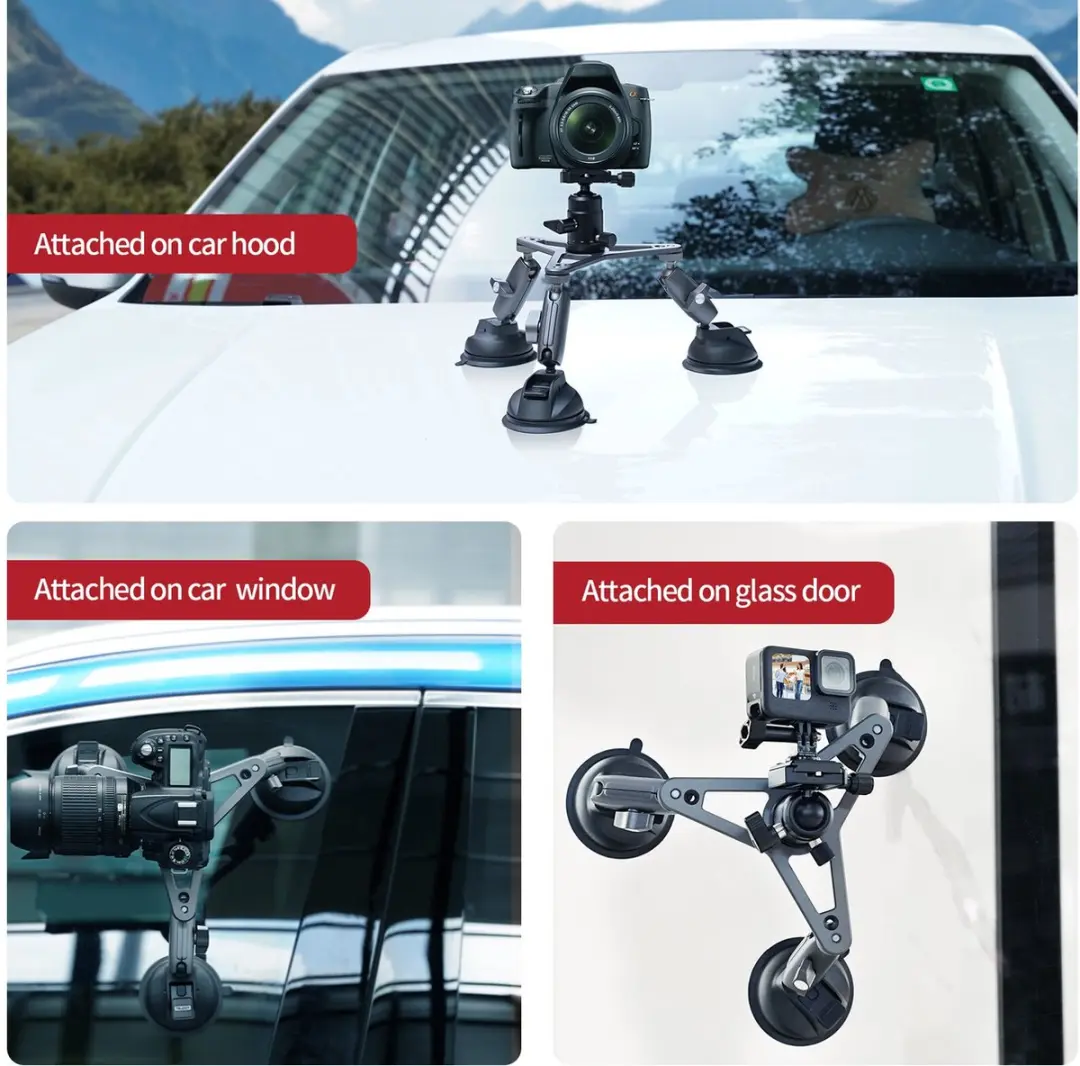 Telesin Three-Arm Suction Mount 360° - o.a. GoPro/Insta360 - afbeelding 3 van 6