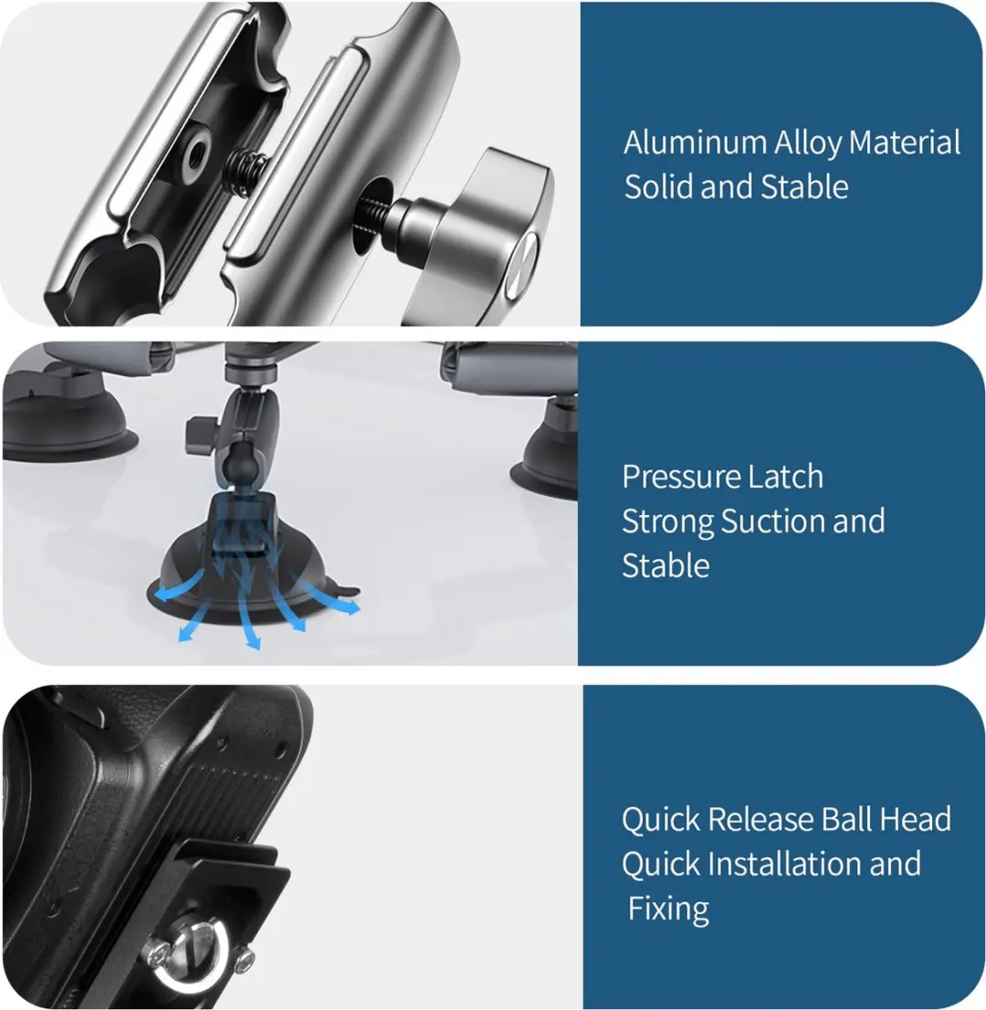 Telesin Three-Arm Suction Mount 360° - o.a. GoPro/Insta360 - afbeelding 5 van 6