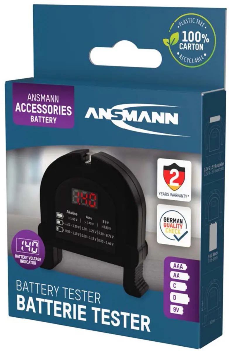 Ansmann Battery Tester 4000001 - 9V/D/Knoopcel/AAA/C/AA - afbeelding 6 van 6