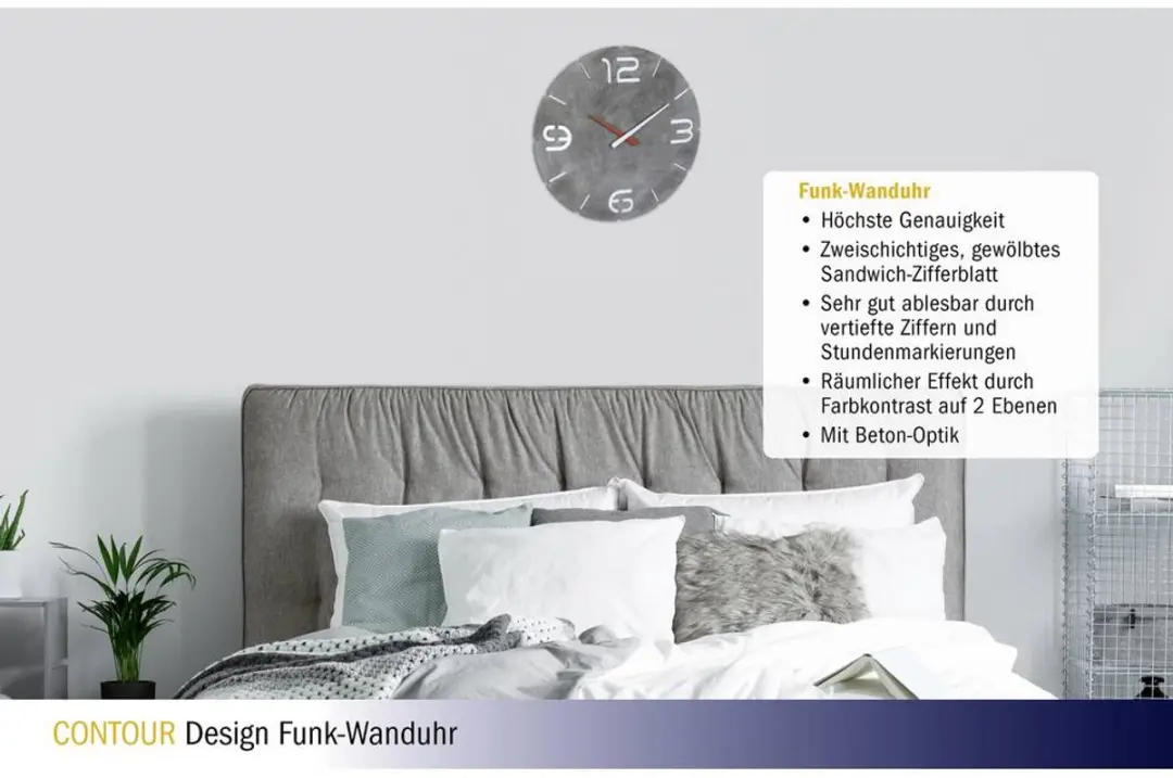 TFA Dostmann 60.3536.15 Wandklok - Zendergestuurd - Betongrijs