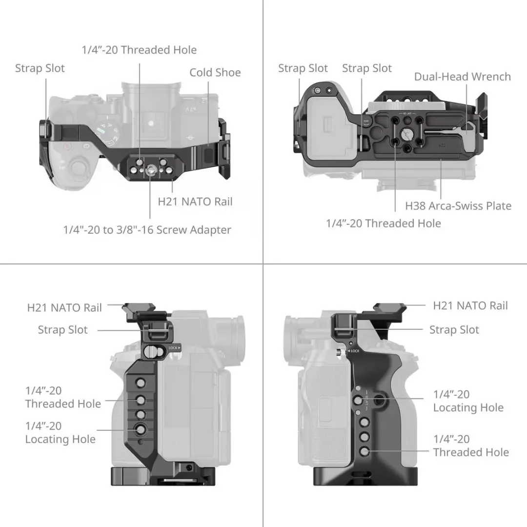 SmallRig 6024 HawkLock Cage - Sony Alpha 7 IV/V/R V - Zwart