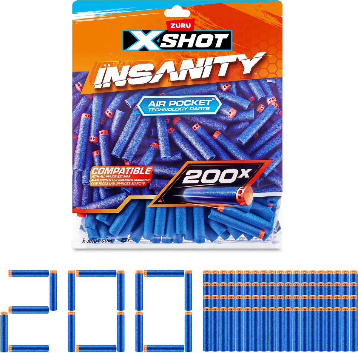 XSHOT Insanity Navulverpakking Speelgoedblaster 200 Pijltjes