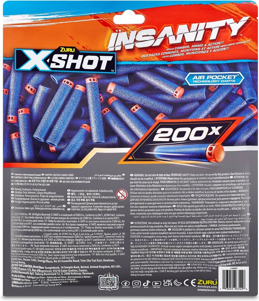 XSHOT Insanity Navulverpakking Speelgoedblaster 200 Pijltjes - afbeelding 4 van 6