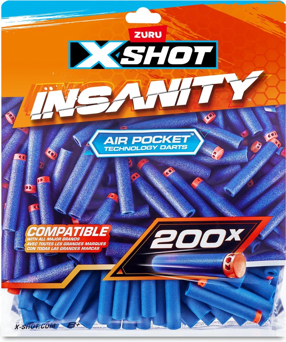 XSHOT Insanity Navulverpakking Speelgoedblaster 200 Pijltjes - afbeelding 5 van 6