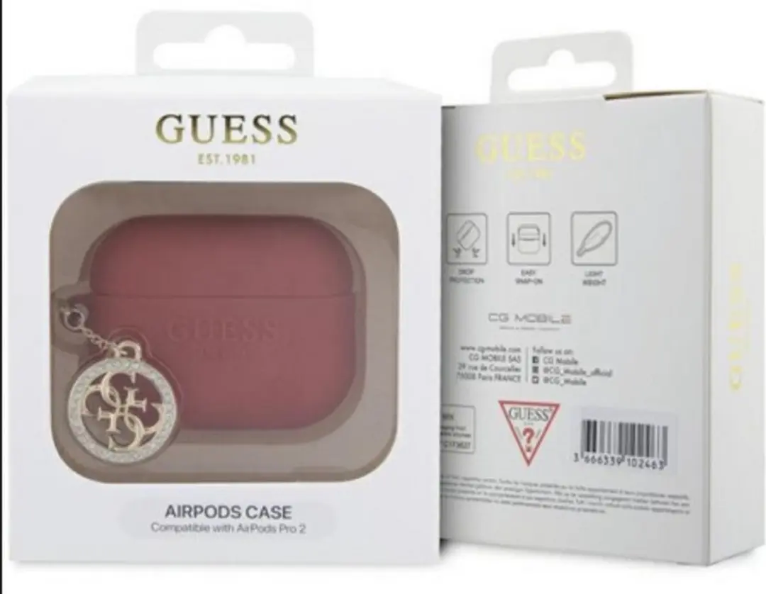 GUESS 4G Diamond Charm Silicone Case - AirPods Pro 2 - Rood