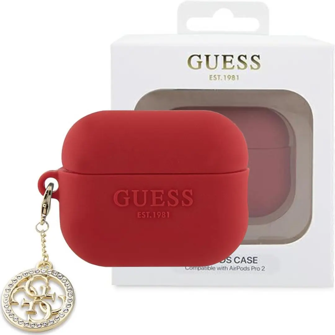 GUESS 4G Diamond Charm Silicone Case - AirPods Pro 2 - Rood