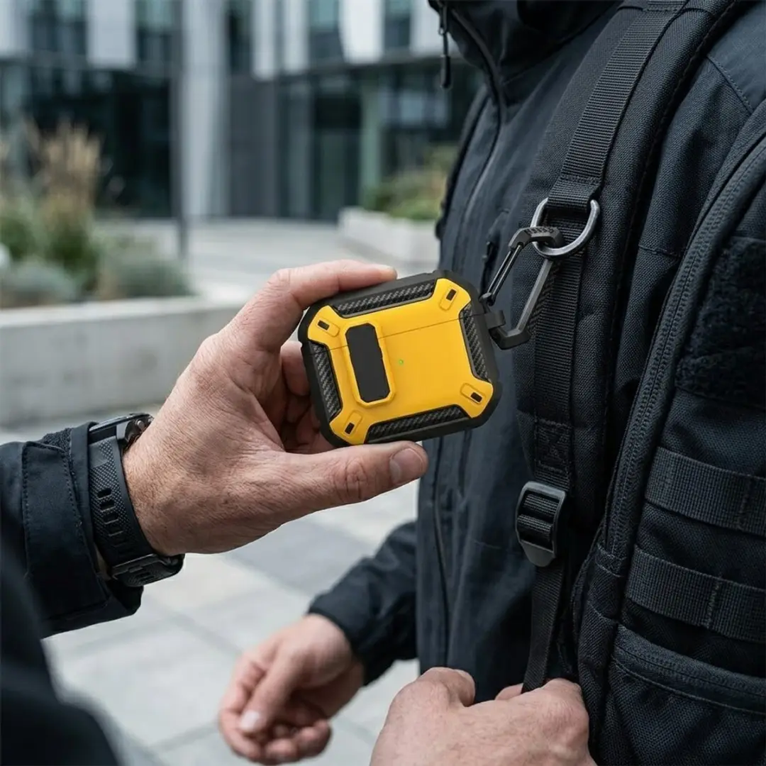 NUVEX Hoesje AirPods 4 Geel - Inclusief schoonmaakset & karabijnhaak