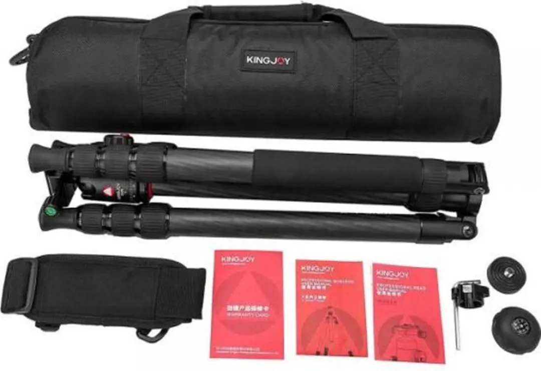 Kingjoy Driepoot K3208 Carbon + QH20 Balhoofd - Zwart