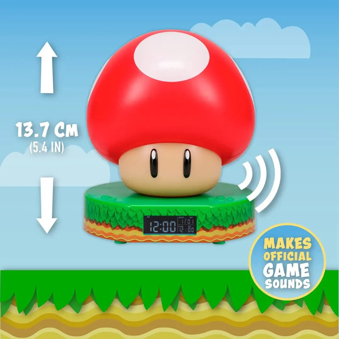 Paladone Super Mario Mushroom Digitale Wekker - Veelkleurig
