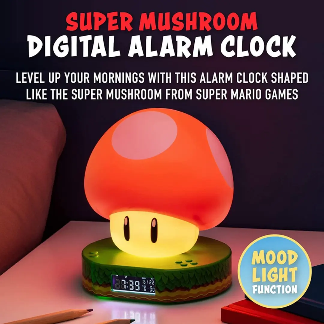 Paladone Super Mario Mushroom Digitale Wekker - Veelkleurig - afbeelding 6 van 6