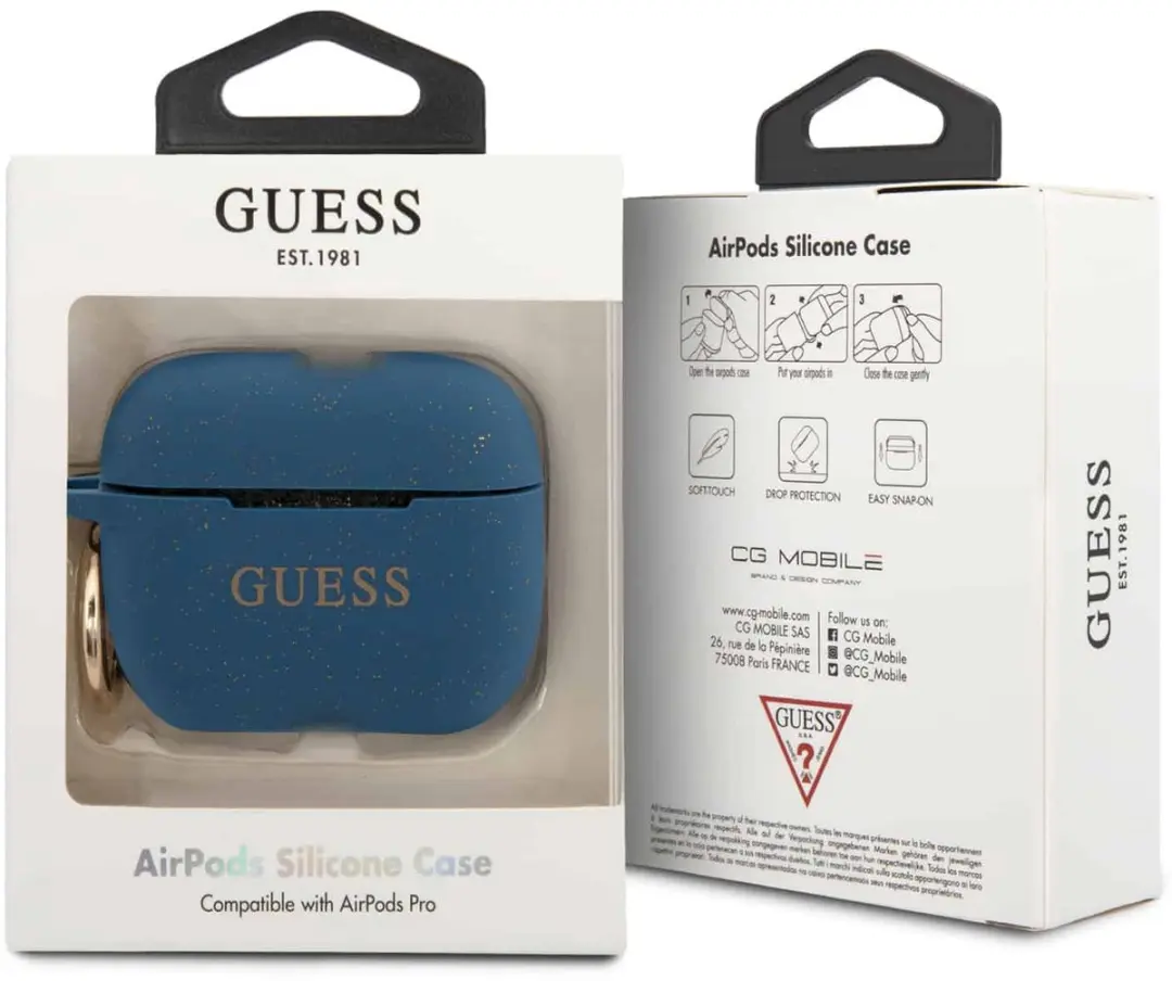 GUESS Silicone Hoes AirPods Pro - Blauw