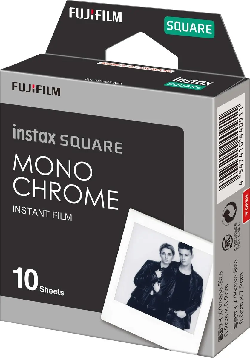 FUJIFILM instax Square Film Monochroom - 10 Stuks - Multi