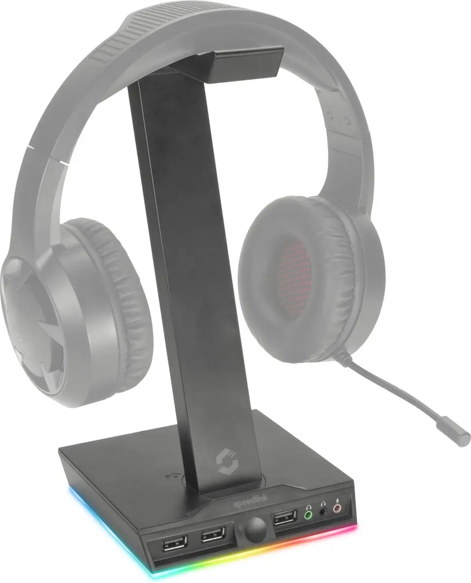 Speedlink Excello RGB Headset Stand - USB 2.0 Hub - Zwart
