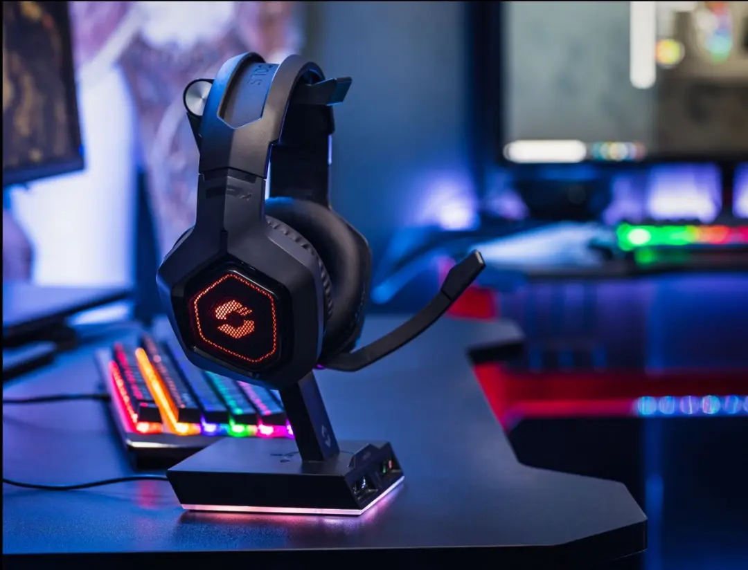 Speedlink Excello RGB Headset Stand - USB 2.0 Hub - Zwart