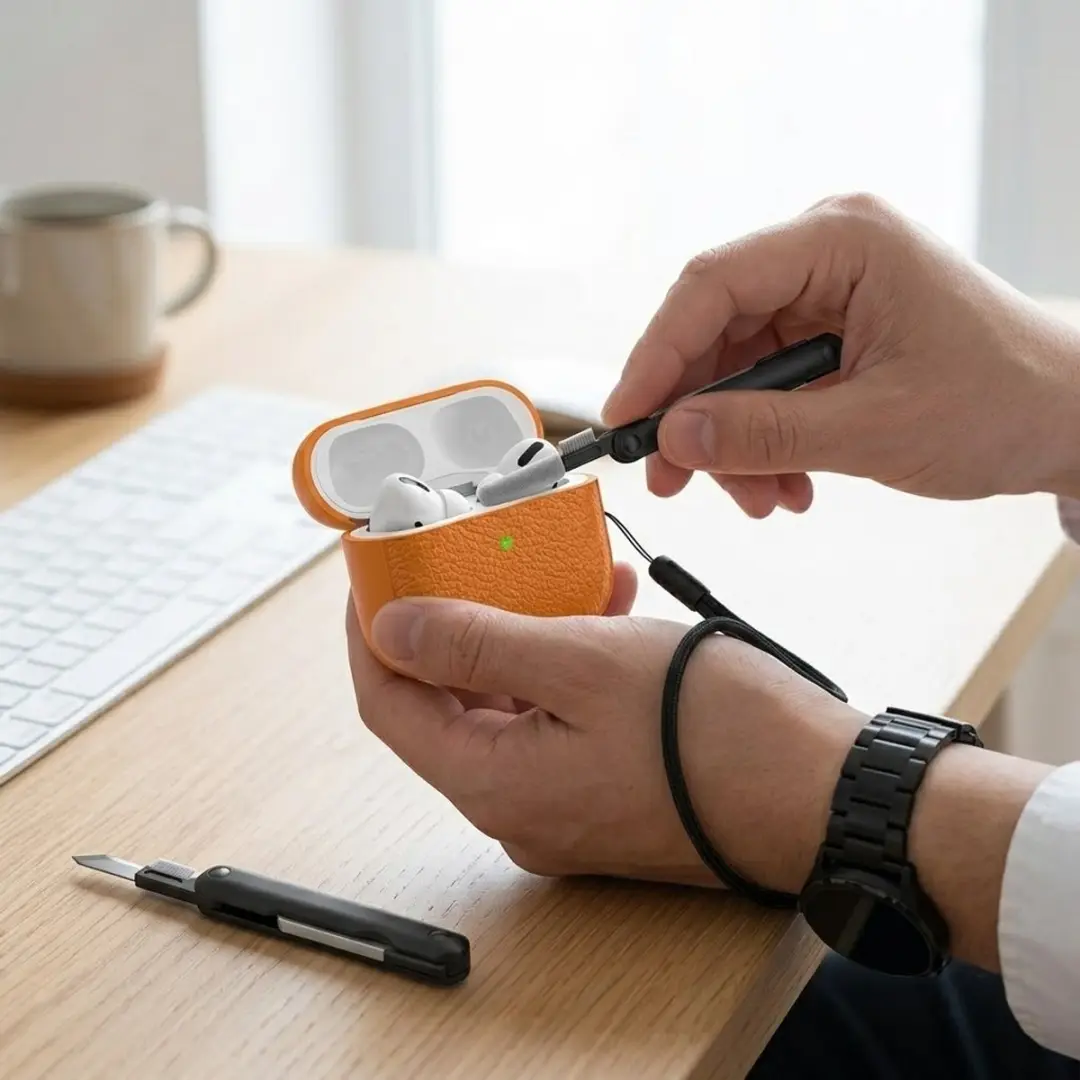 NUVEX Oranje Hoesje AirPods Pro 2 - Inclusief reinigingsset