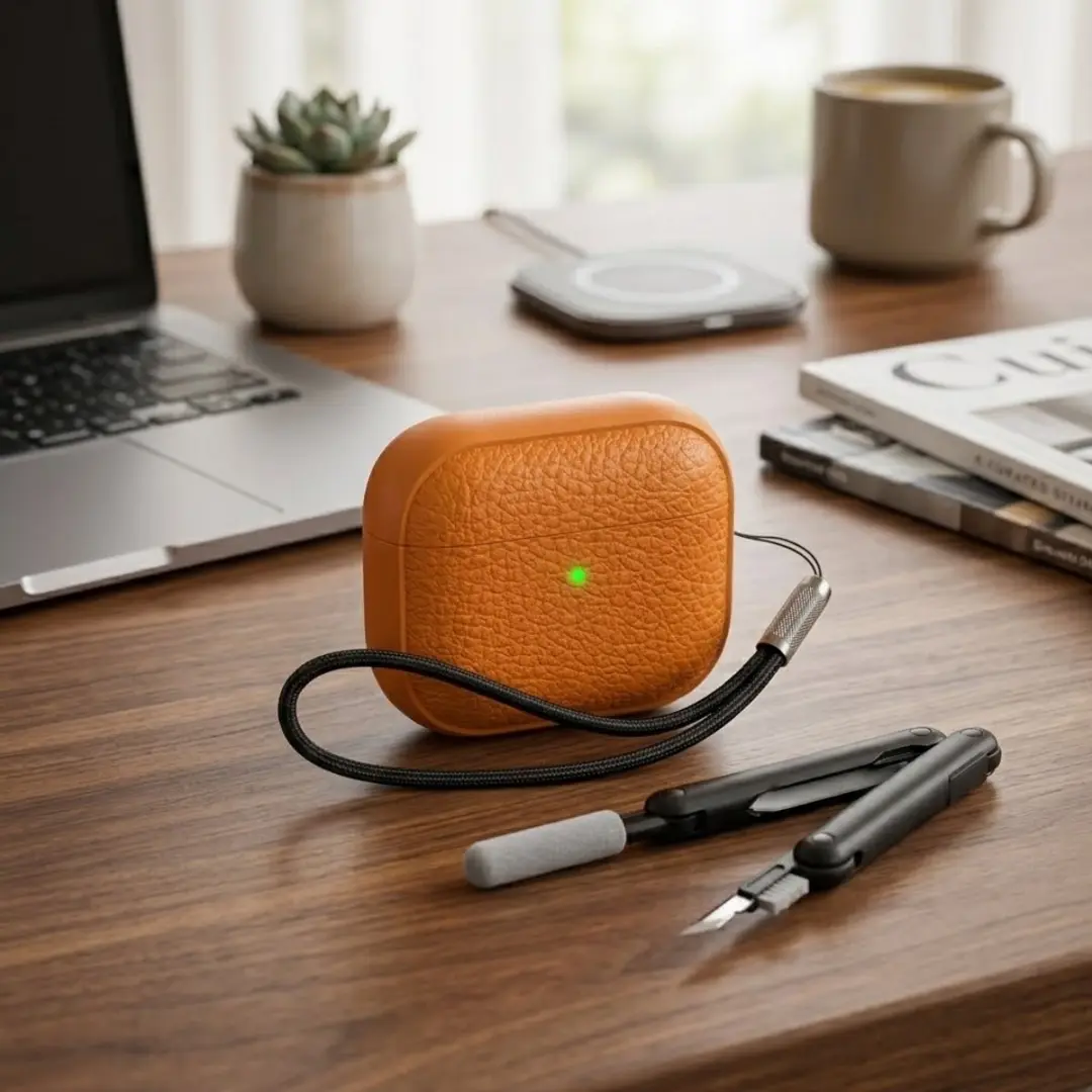 NUVEX Oranje Hoesje AirPods Pro 2 - Inclusief reinigingsset