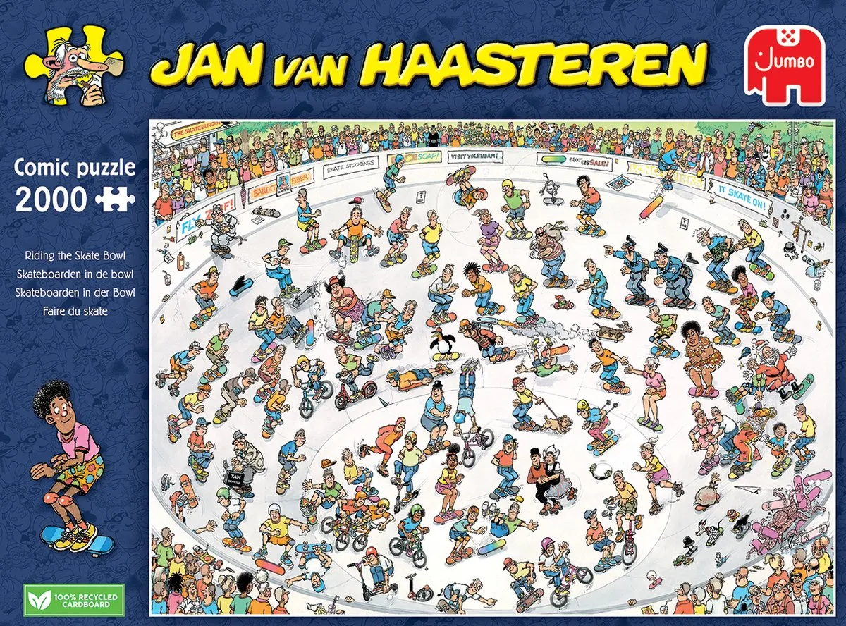 Jan van Haasteren Skateboarden in de bowl Legpuzzel 2000 Stuks - Multicolor