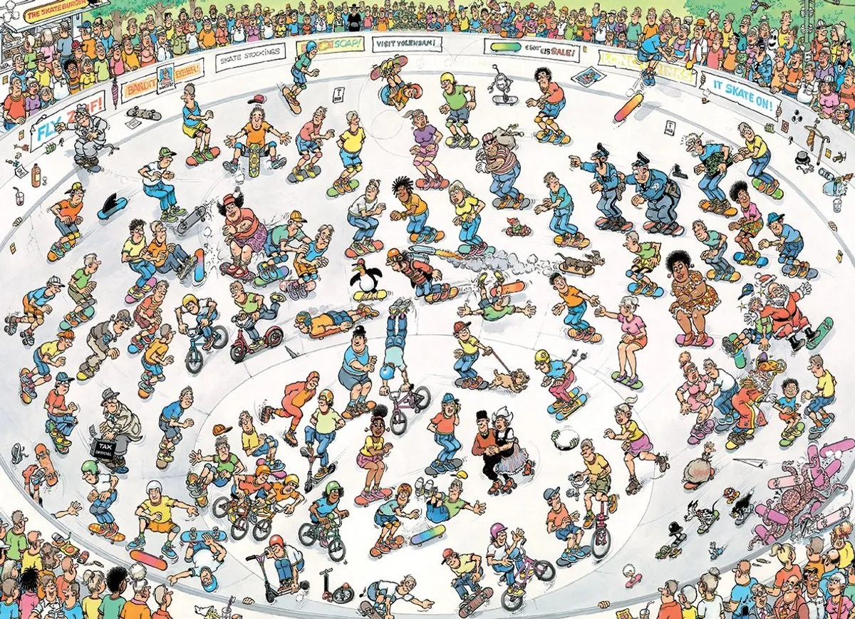 Jan van Haasteren Skateboarden in de bowl Legpuzzel 2000 Stuks - Multicolor