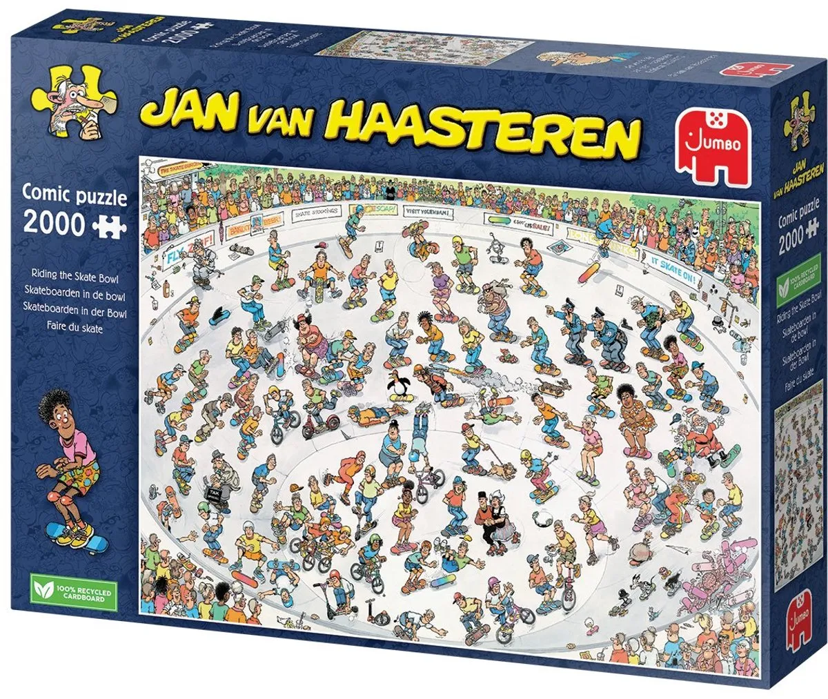 Jan van Haasteren Skateboarden in de bowl Legpuzzel 2000 Stuks - Multicolor