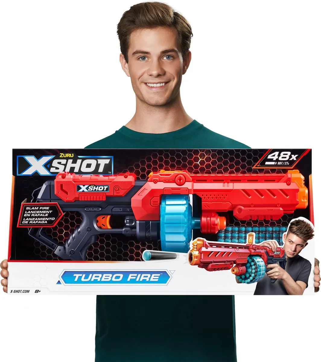 XSHOT X-Shot Excel Turbo Fire Blaster 48 Darts - Rood
