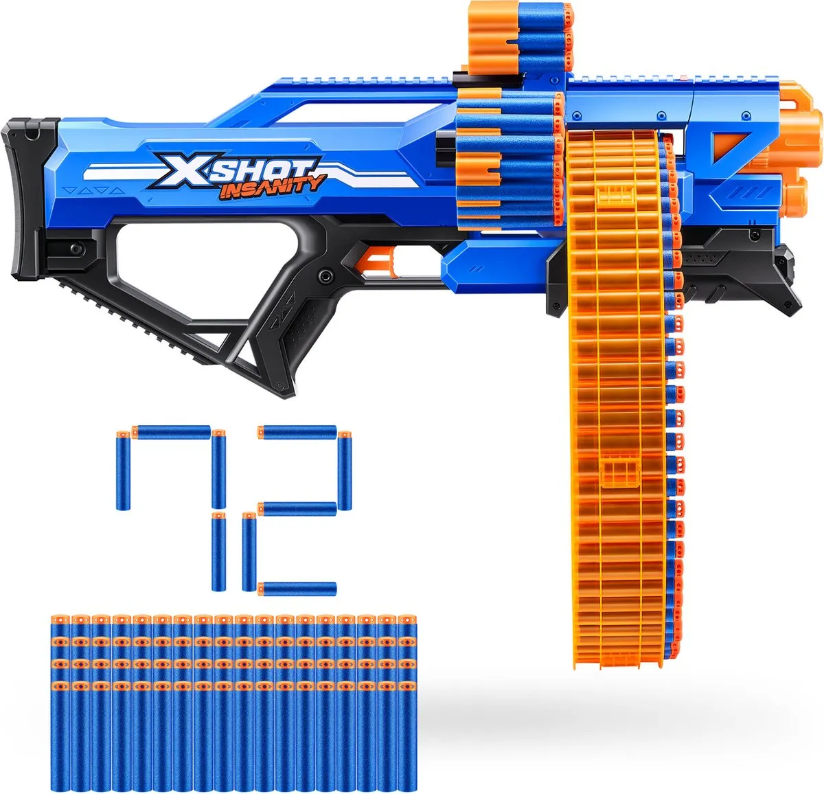 XSHOT Insanity Mad Mega Barrel Speelgoedblaster 72 Pijltjes