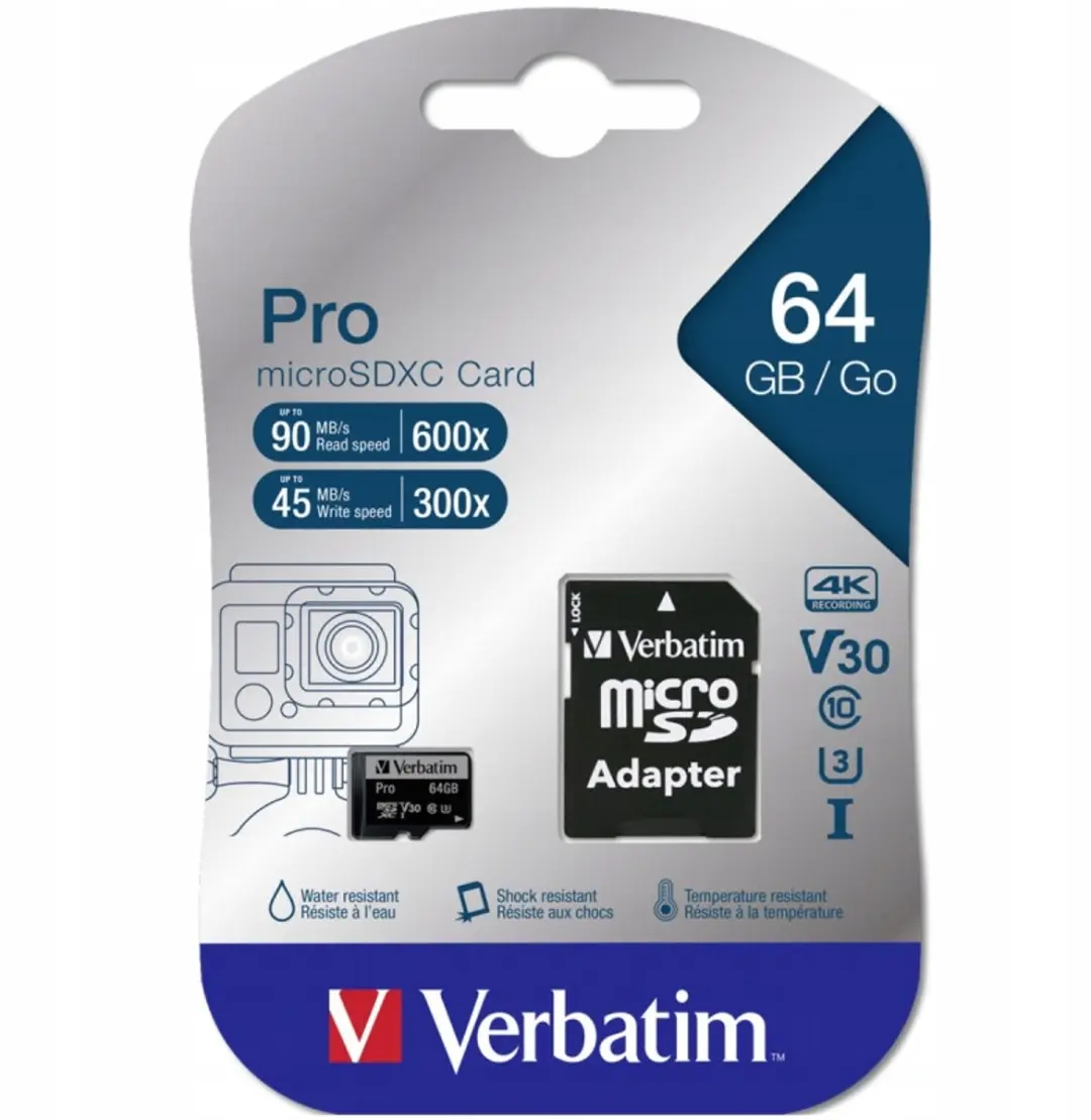Verbatim Micro SDXC Pro 64GB Class 10 UHS-I VB-47042