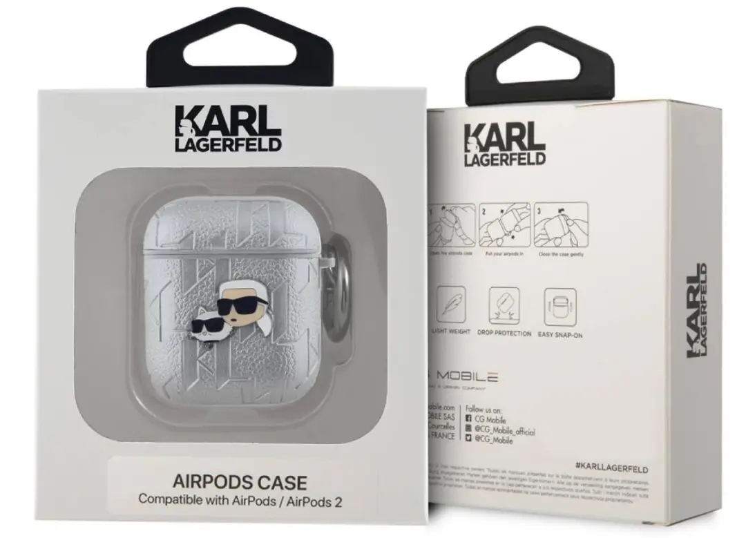 Karl Lagerfeld KLA2PGKCPS Hoesje AirPods 1/2 - Zilver