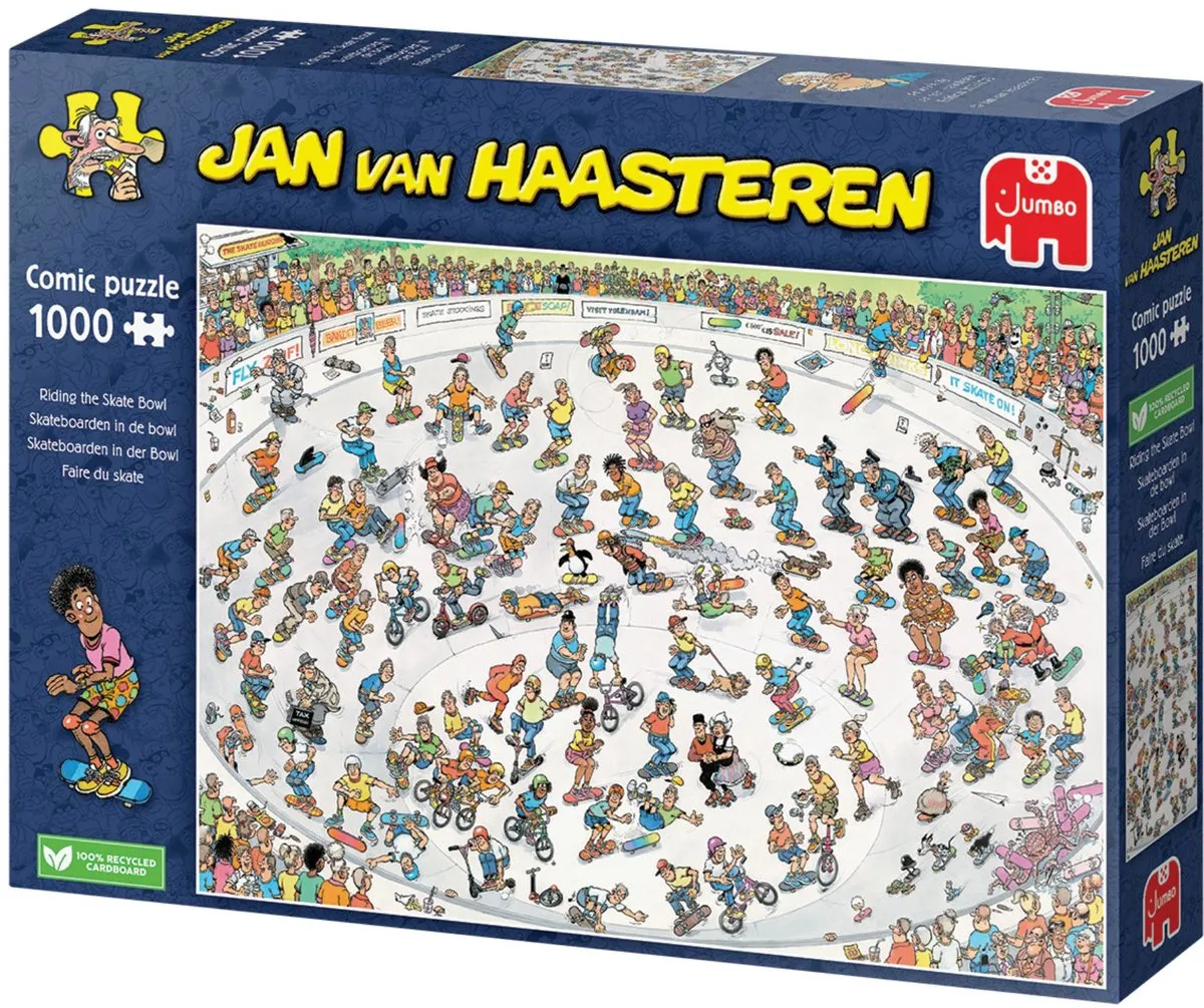 Jan van Haasteren Skateboarden In De Bowl - 1000 Puzzeldelen - Multicolor