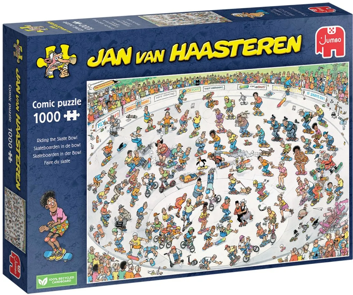 Jan van Haasteren Skateboarden In De Bowl - 1000 Puzzeldelen - Multicolor