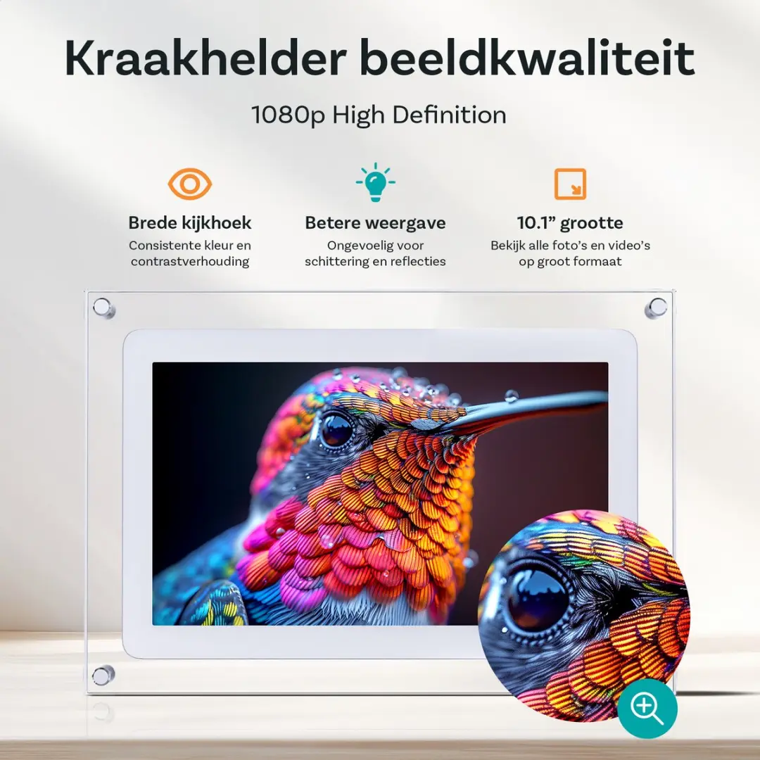 Pora&Co Digitale Fotolijst 10.1 inch Acryl-12G - IPS Touchscreen