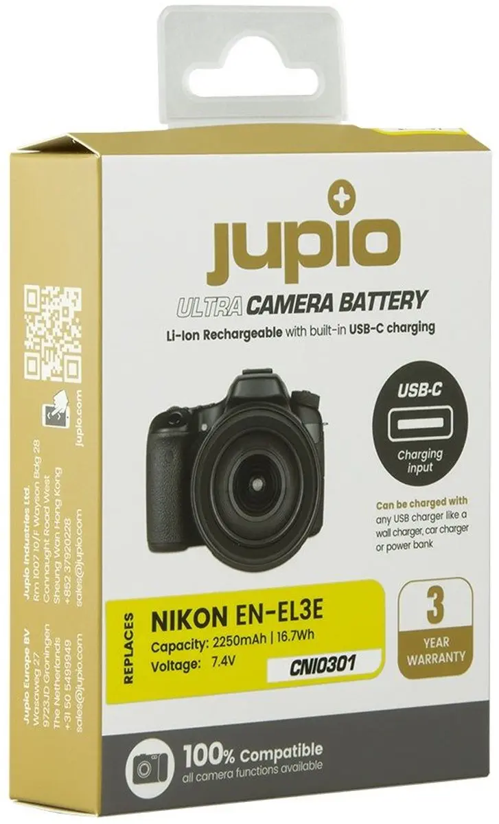 Jupio EN-EL3E Accu 2250mAh - USB-C