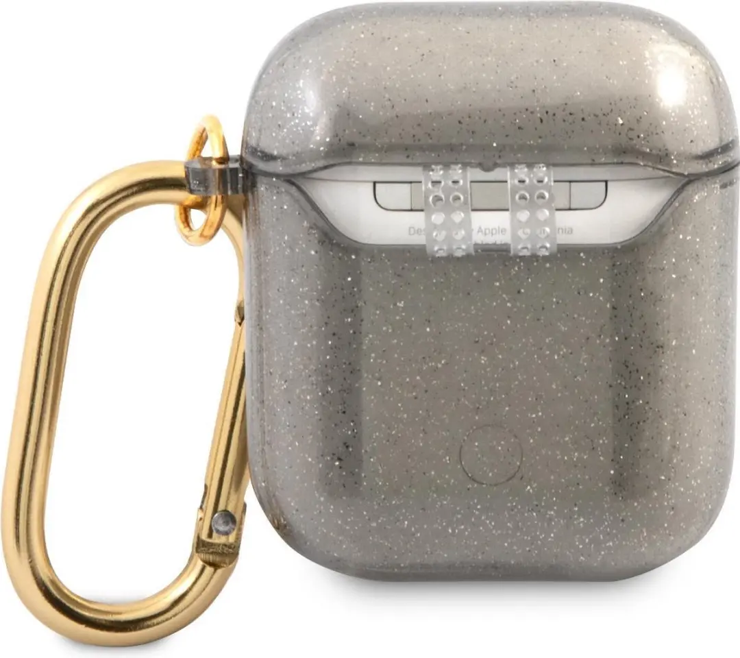 GUESS 4G TPU Glitter Case Apple AirPods 1/2 - Zwart