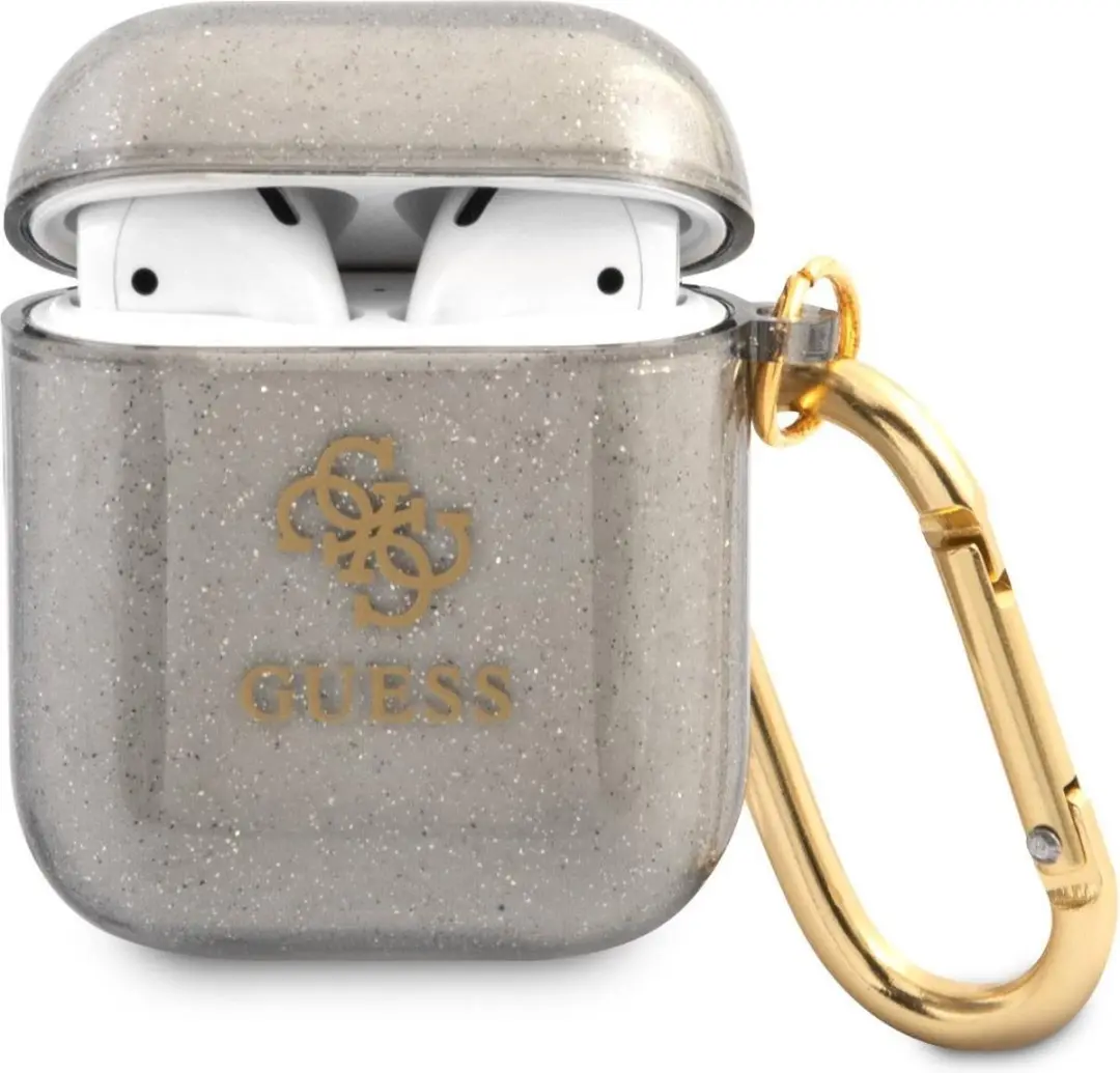 GUESS 4G TPU Glitter Case Apple AirPods 1/2 - Zwart