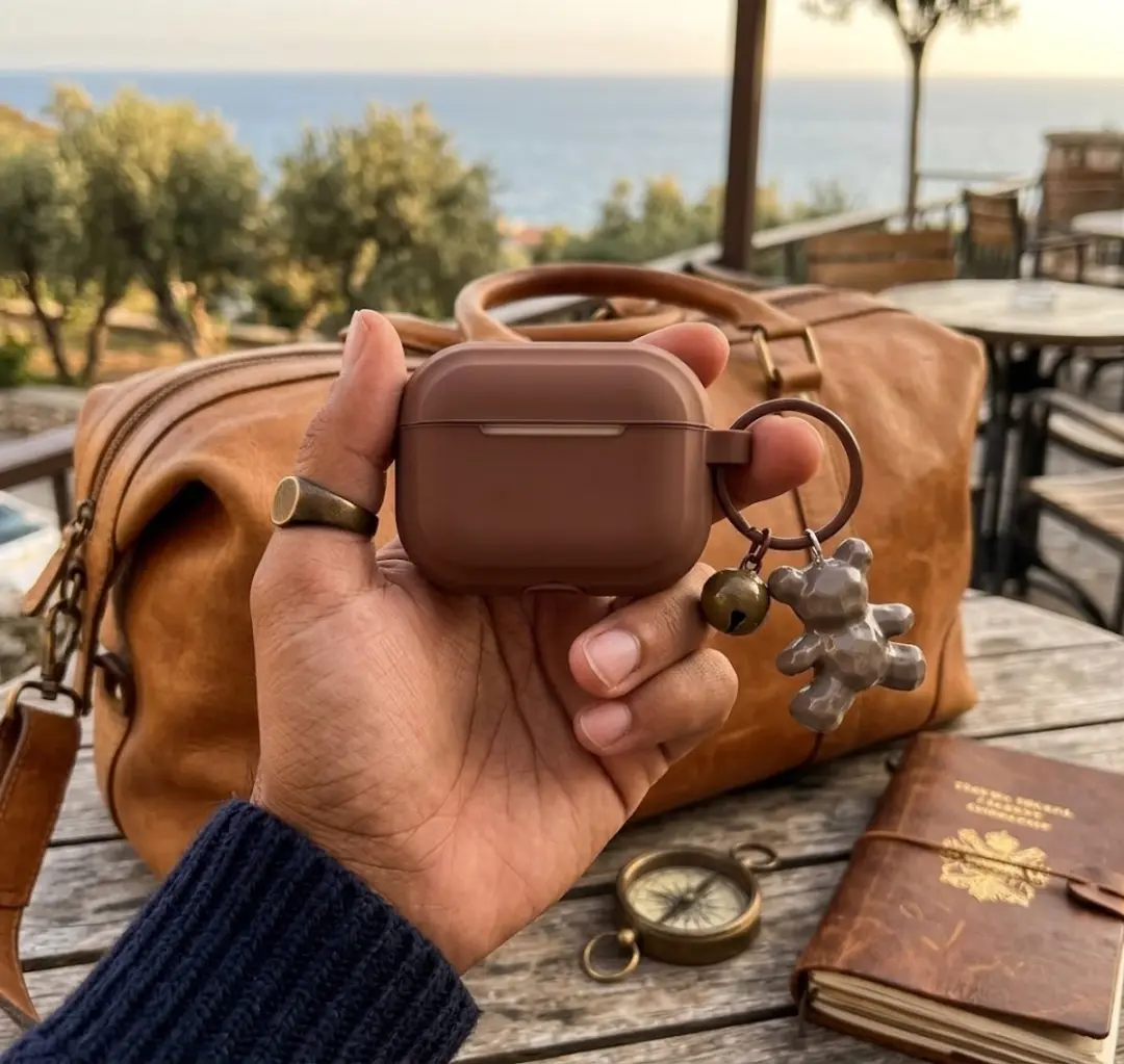 NUVEX Khaki Hoesje AirPods Pro 2 - In-ear - met Berenhanger & Bel