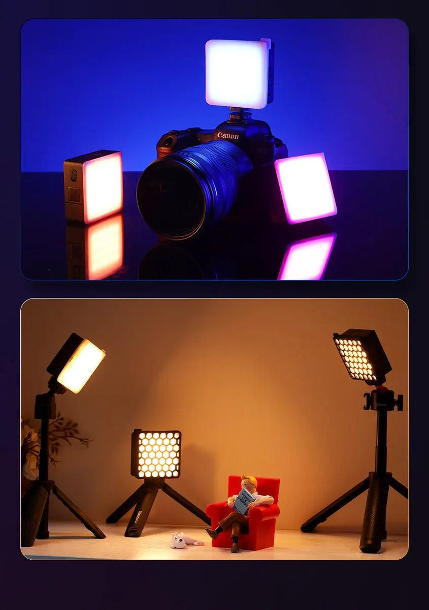 Ulanzi VL49 Pro Mini RGB Videolamp - 60 LED 9000K - Zwart - afbeelding 6 van 6