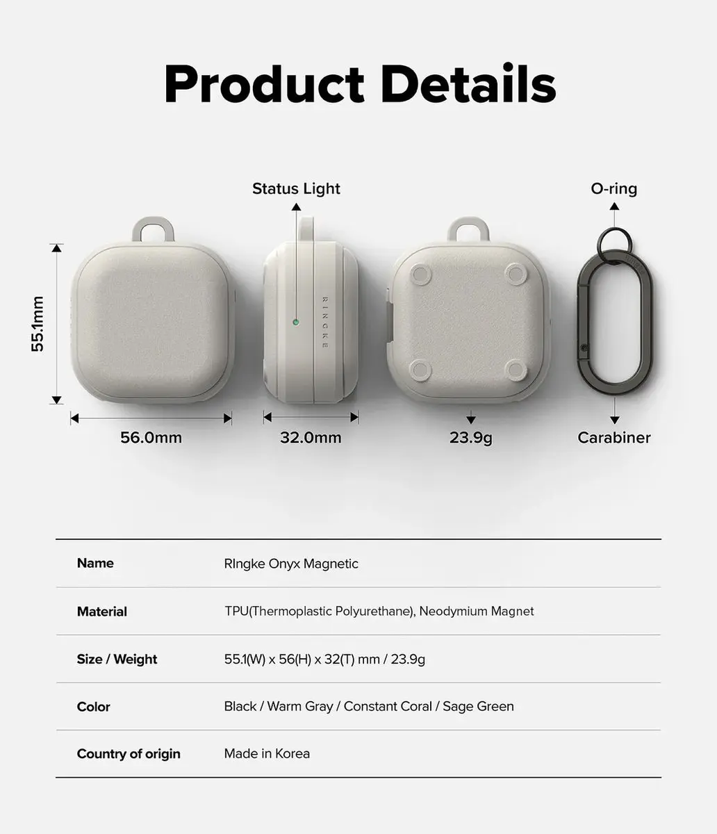 Ringke Hoesje Samsung Galaxy Buds 4/Pro - Onyx Magnetic Cover - Grijs
