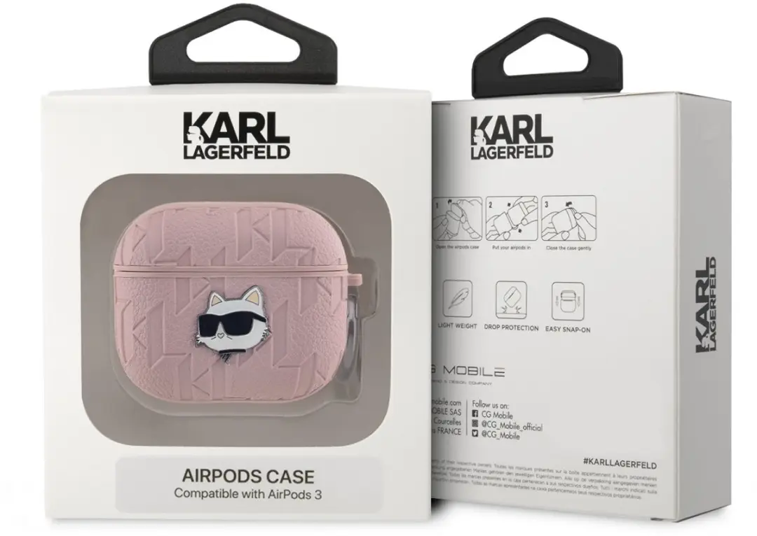 Karl Lagerfeld Choupette AirPods 3 Hoesje - Roze KLA3PGCHPP