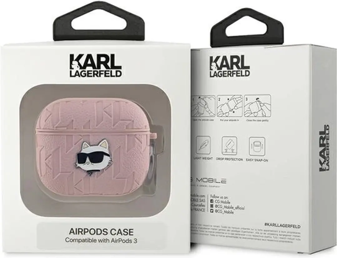 Karl Lagerfeld Choupette AirPods 3 Hoesje - Roze KLA3PGCHPP