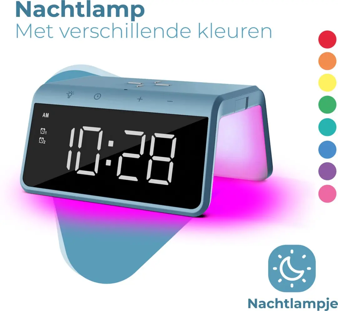 Caliber Wekker HCG019QI-PB - Draadloos opladen - Blauw