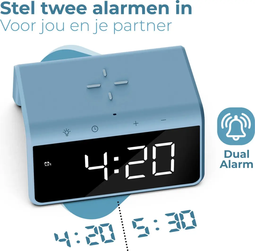 Caliber Wekker HCG019QI-PB - Draadloos opladen - Blauw - afbeelding 6 van 6