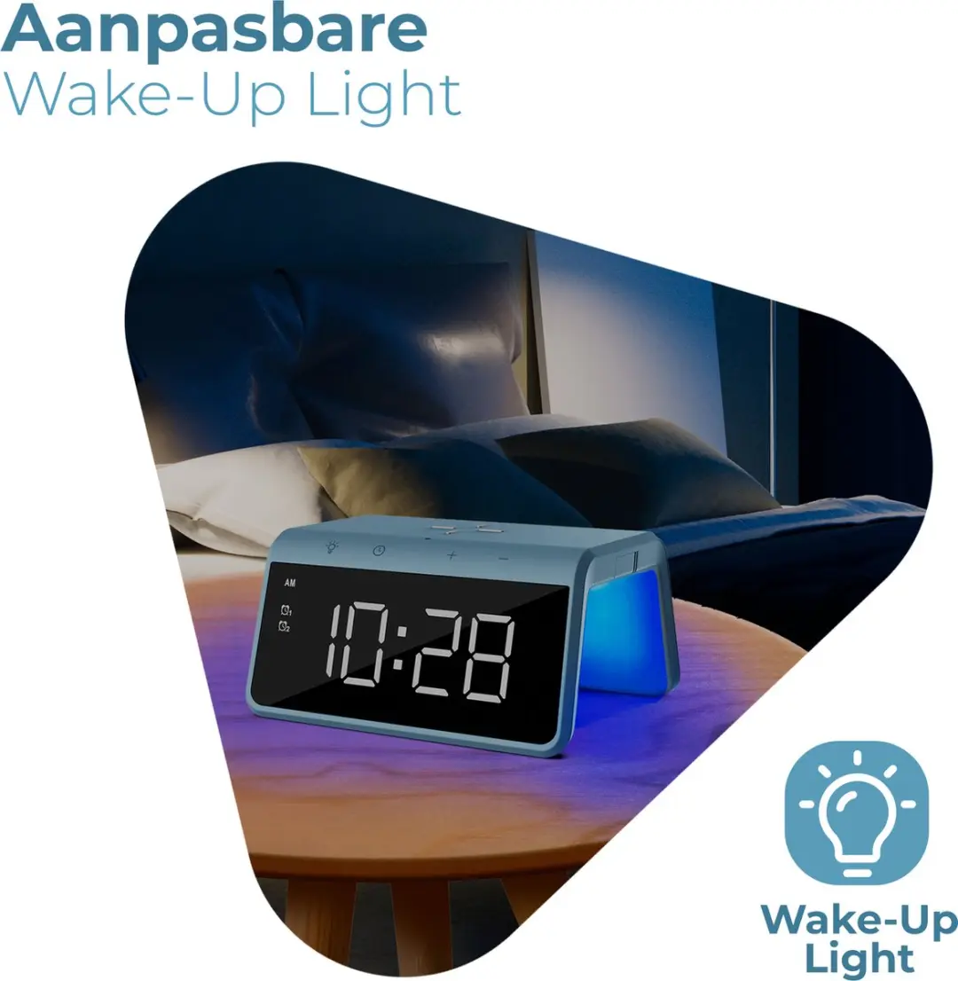 Caliber Wekker HCG019QI-PB - Draadloos opladen - Blauw