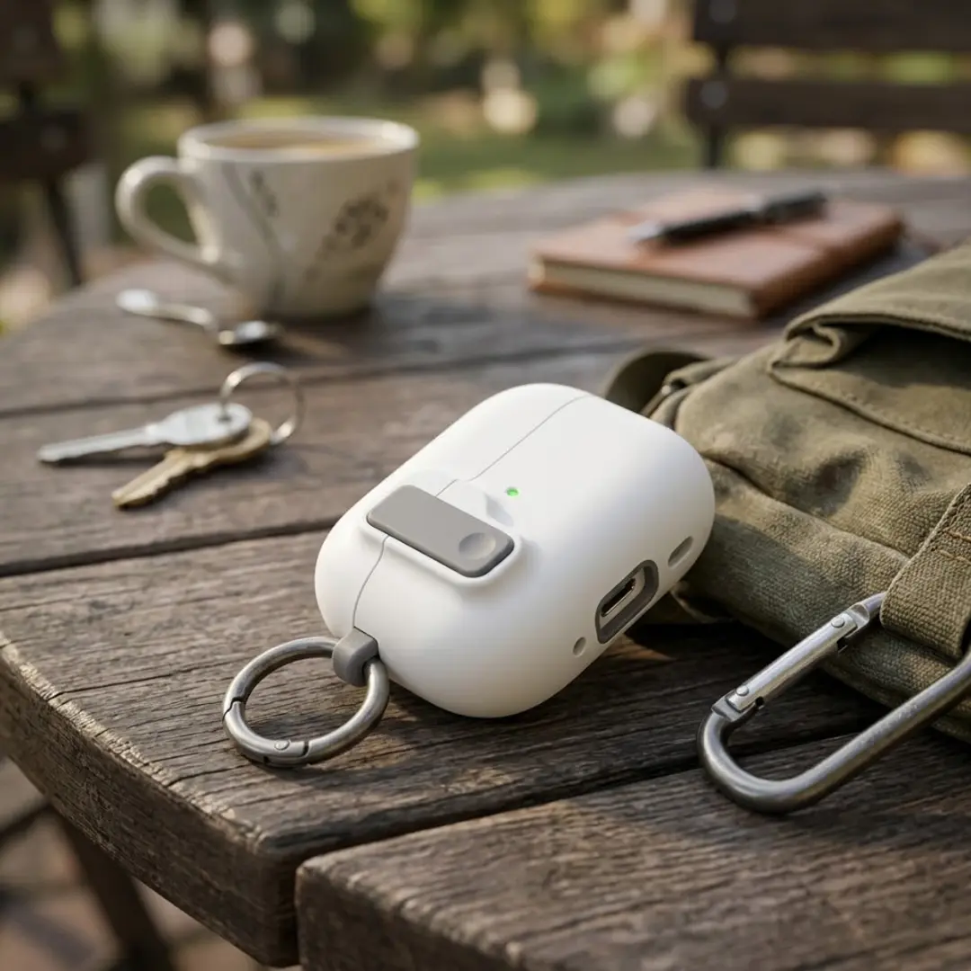 NUVEX Beschermhoes AirPods Pro 3 - Wit met sleutelring