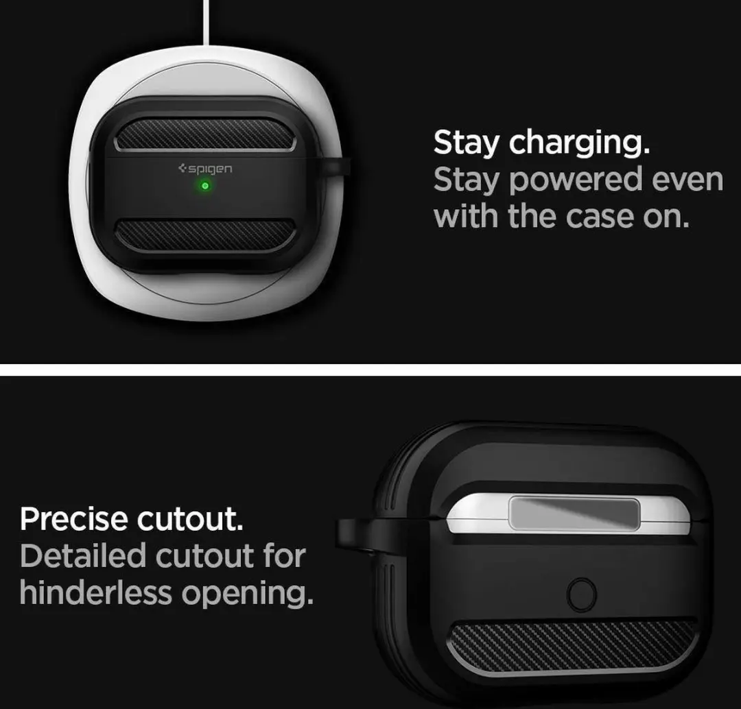 Spigen Rugged Armor ASD00540 Hoesje - Apple AirPods Pro - Zwart