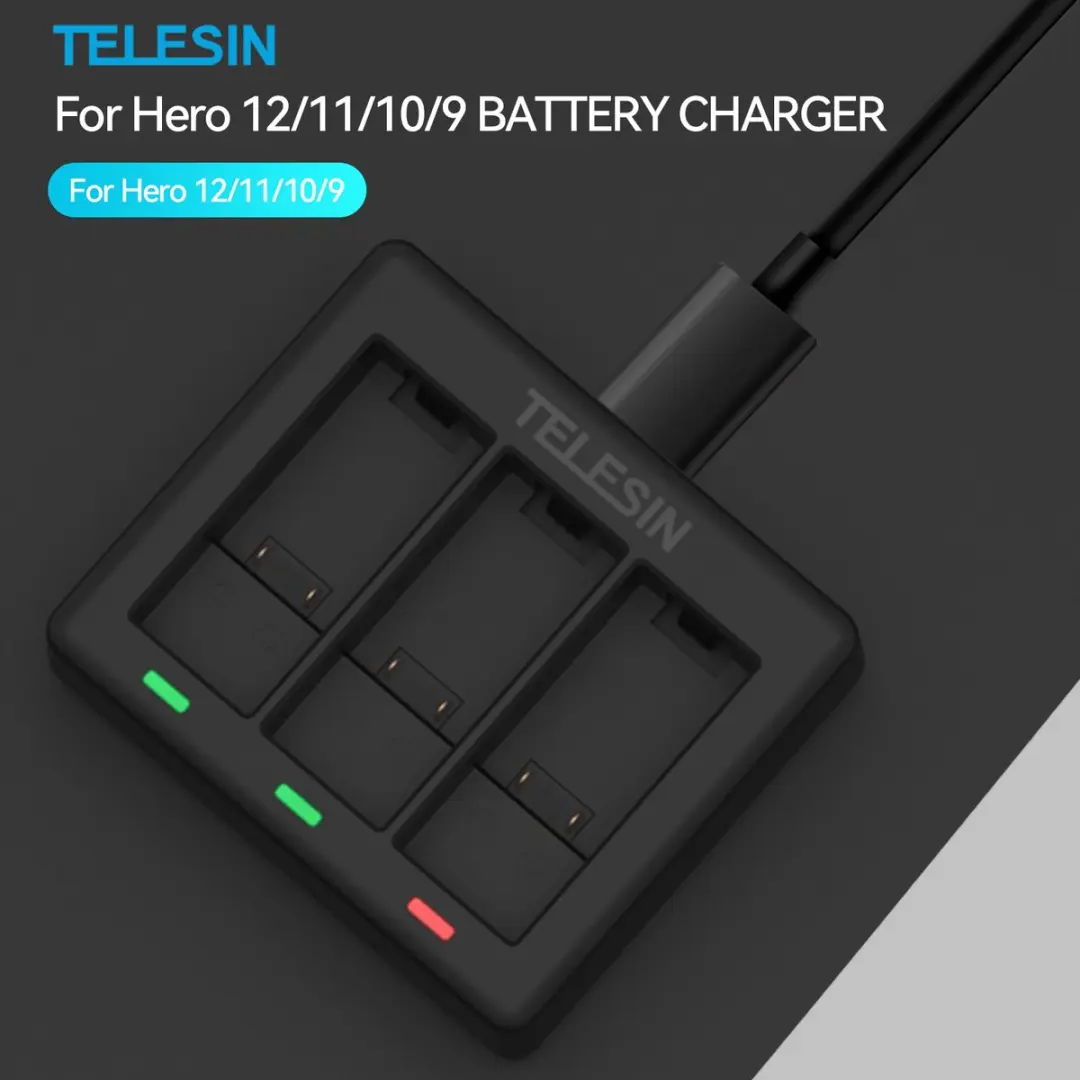 Telesin Triple Batterij Oplader GoPro GOPRO - 3x Opladen - afbeelding 5 van 6