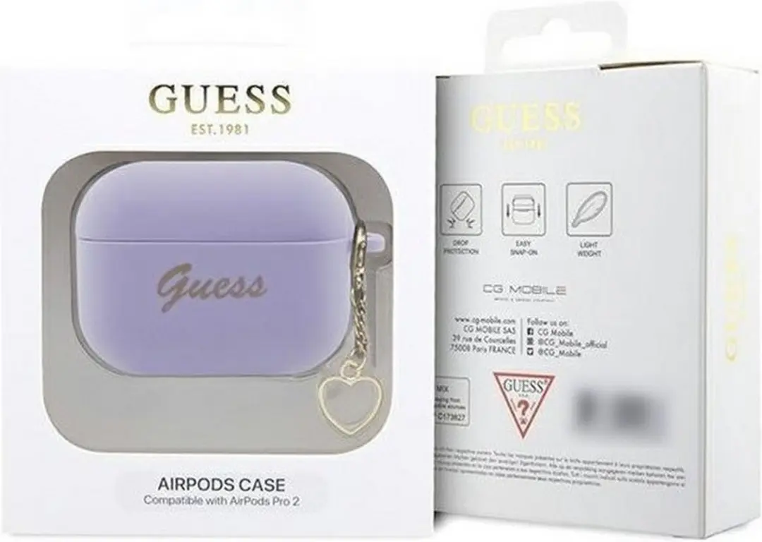GUESS Heart Silicone Case 3666339110994 - Paars