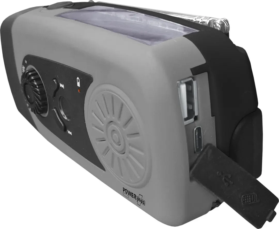 Powerplus Coyote Dynamo Solar Radio - USB Powerbank 2500mAh - Grijs/Zwart - afbeelding 3 van 6