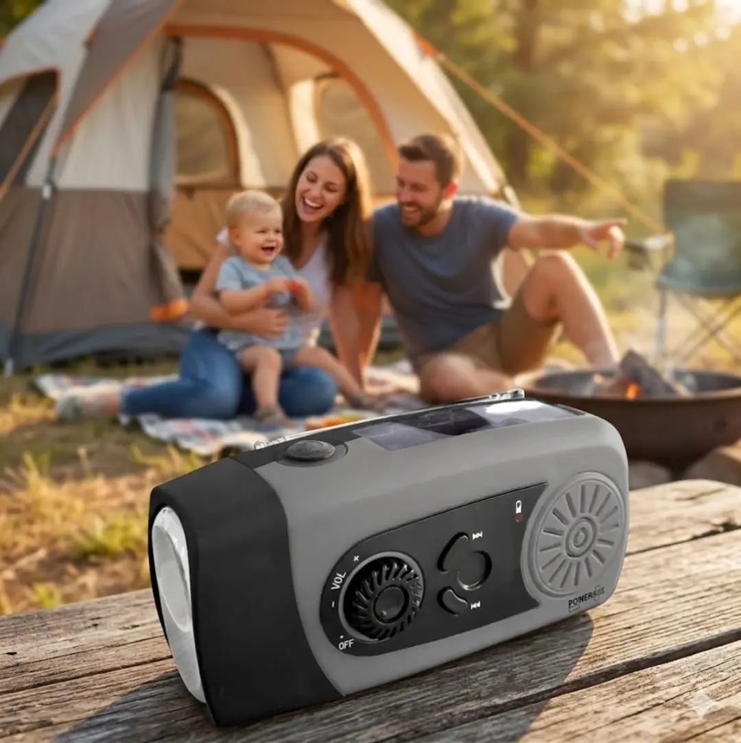 Powerplus Coyote Dynamo Solar Radio - USB Powerbank 2500mAh - Grijs/Zwart - afbeelding 6 van 6