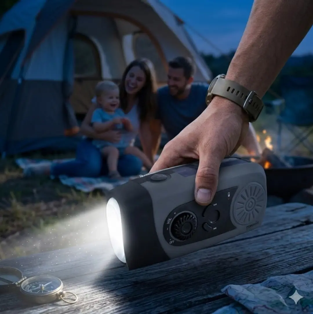 Powerplus Coyote Dynamo Solar Radio - USB Powerbank 2500mAh - Grijs/Zwart - afbeelding 4 van 6
