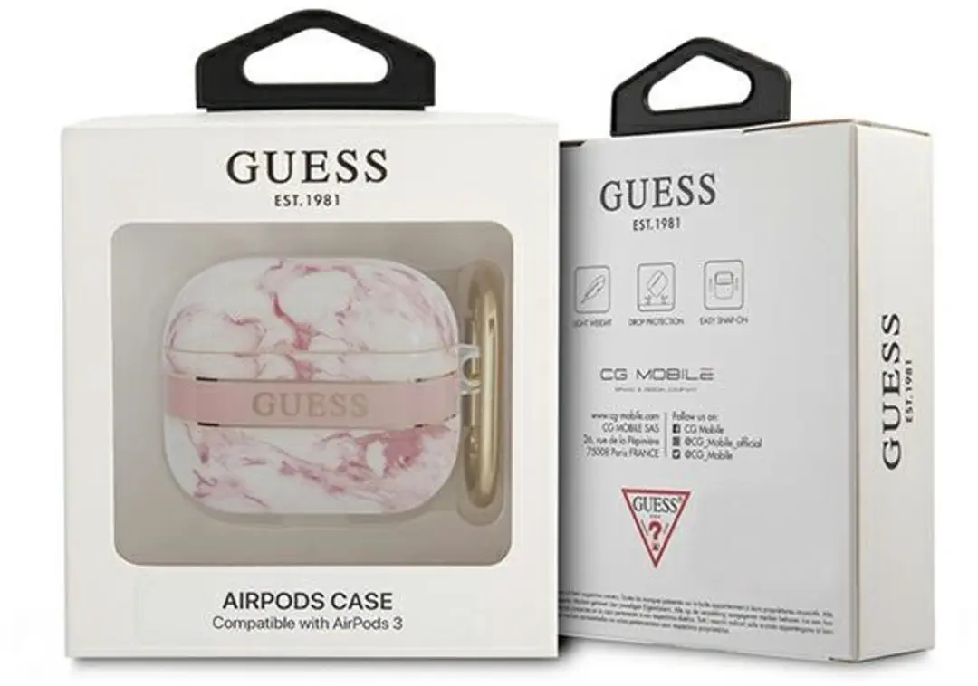 Guess Airpods 3 Case - Marble - Roze