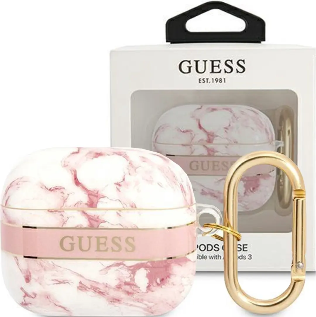 Guess Airpods 3 Case - Marble - Roze